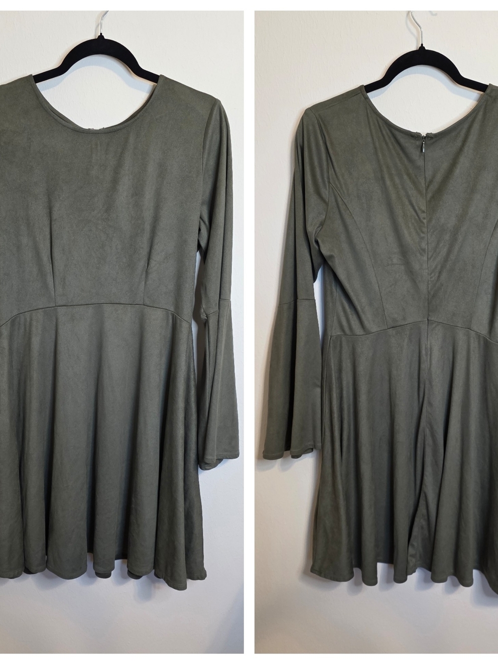 Wrangler Olive Green Long Sleeve Skater Dress